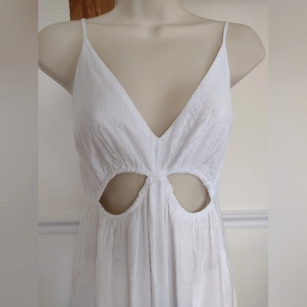Abercrombie & Fitch White Maxi Beachy Flowy Cotton Summer Dress Size XS Tall